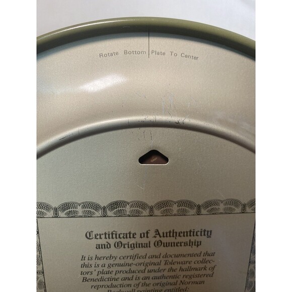 Vtg Norman Rockwell "Looking Out to Sea" Benedictine Toleware Tin Litho Plate - Picture 5 of 11